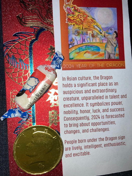 At the Downtown Akron Lunar New Year Celebration, we were given red envelopes contaning candy and information about the holiday