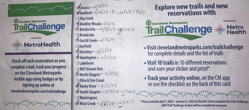 2024 Trail Challenge Checklist 2024 Trail Challenge Checklist