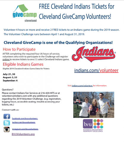 2019 Indians Volunteer Challenge - A BIG Thank-You to the Indians and BVU!