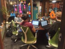 7/20/18 Mike Smith building a WordPress website for Hope for Kids Geauga with his team.